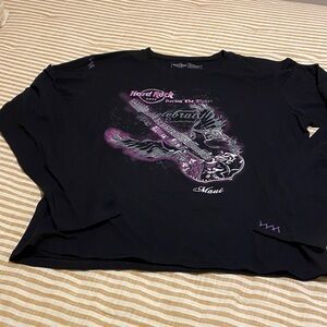 Hard Rock Cafe Black and Purple Long Sleeve Tee (Maui)